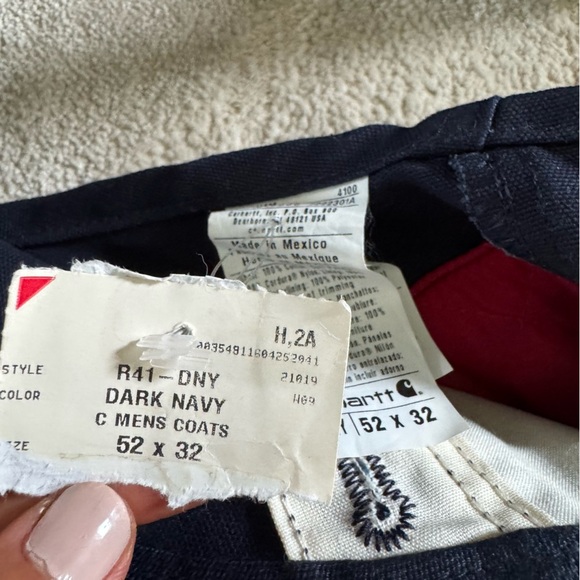 Carhartt Duck Bib Overalls navy blue work bib insulated 52 X 32 New - Picture 4 of 16